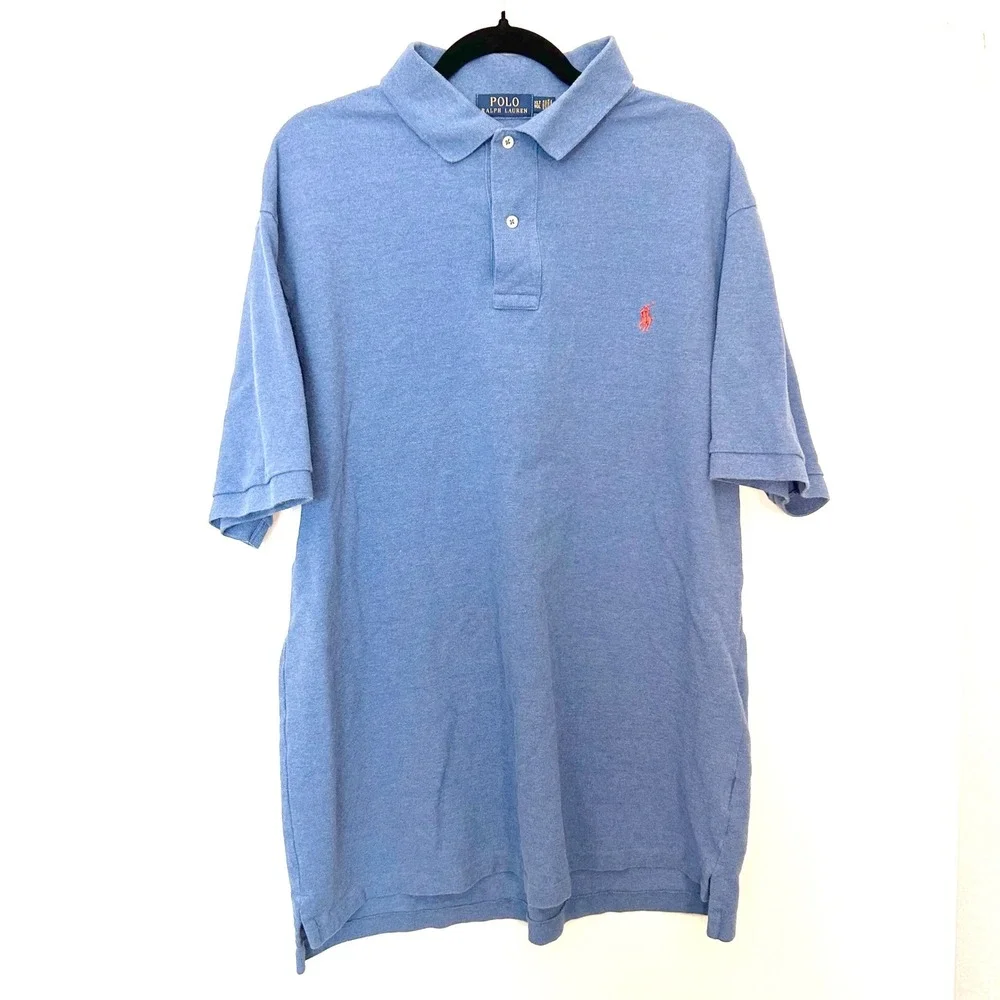 polo ralph Lauren Men's XLT blue short sleeve polo shirt red pony logo preppy